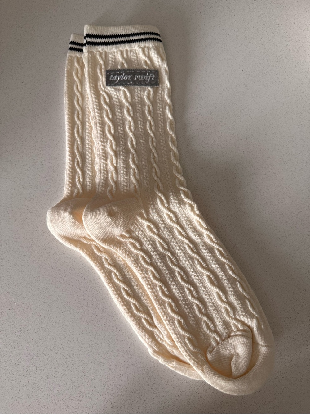 Taylor Swift Folklore Cream Cable-Knit Crew Socks - New
